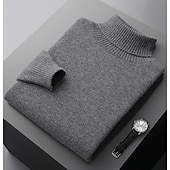 billiga Herrarnas Elite Tröjor &amp; Koftor-Herr Polotröja Sticka Ensfärgat Polokrage Stickat Elegant Jul Utomhus Kläder Höst Vinter Svart Vit S M L