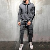 cheap Tracksuits-Men&#039;s Tracksuit Jogging Suit 2 Piece Casual Fall Long Sleeve Breathable Soft Fitness Gym Workout Running Sportswear Activewear Color Block Dark Grey Black White