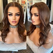economico Parrucche lace front capelli veri-parrucca frontale in pizzo 13x4 con capelli umani remy brasiliani parrucca color castano chiaro attaccatura naturale parrucche senza colla 100% capelli vergini pre-pizzicate per parrucche da donna