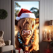 abordables Cubiertas para puertas navideñas-Adornos navideños para puertas, cubiertas para puertas, gorros navideños, tapices para puertas, cortinas para puertas, decoración de fondo para interiores y exteriores, pancarta para puerta de