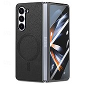 お買い得  サムスン用ケース-電話 ケース 用途 Zフォールド6 Z Fold 5 Z Fold 4 バックカバー スタンド付き とスクリーンプロテクター 磁石バックル レトロ風 TPU PUレザー