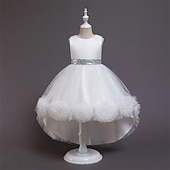 economico Vestiti per serate-Bambino Da ragazza Vestito da festa Tinta unica Senza maniche Prestazioni Compleanno Retato Bellissimo Dolce Poliestere Asimmetrico Vestito da festa Vestito svasato Abito linea A Estate 4-12 anni