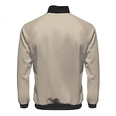 cheap Men&#039;s Print Bomber Jackets-Men&#039;s Duck Bomber Jacket Coat Breathable Comfortable Artistic Casual Outdoor Street Dailywear Zipper Side Pockets 3D Print Spring Fall Winter Standing Collar Long Sleeve Beige