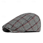 preiswerte Herrenhüte-Herren Schiebermütze Cap Basecap Militärmütze Kadettenhut Rote Blau Polyester Modisch Brautkleider schlicht Strasse Täglich Plaid Einstellbar Sonnenschutz Atmungsaktiv