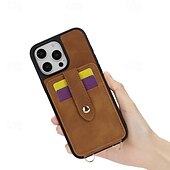 abordables Carcasas iPhone-teléfono Funda Para iPhone 16 Pro Max Plus iPhone 15 Pro Max Plus iPhone 14 13 12 Pro Max Plus iPhone 14 Pro Max iPhone 13 12 Pro Max Funda Trasera con Soporte Espejo con cordón Retro TPU Cuero de PU