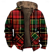 cheap Men&#039;s 3D Hoodies-Men&#039;s Plaid Fleece Hoodie Hoodies Hoodie Long Sleeve Hooded Sweatshirt Hooded Daily 3D Print Vacation Streetwear Red Drawstring Fall Winter Designer