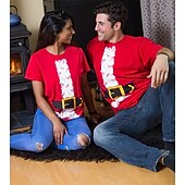 preiswerte Lustige Weihnachts-Sweatshirts &amp; Hoodies-Weihnachten Weihnachtsmann Santa Anzüge T-Shirt-Ärmel Hässliches Weihnachtsshirt 3D Weihnachten Grafik Komisch Für Paar Herren Damen Erwachsene Weihnachten Karneval 3D-Druck Party Festival