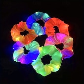 baratos Acessórios para festa-6 peças de scrunchies com luzes de LED - elásticos de cabelo vibrantes para mulheres &amp;meninas coloridas brilham no escuro com vários modos de luz acessório de moda perfeito para o natal &amp;festas de