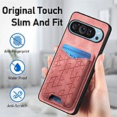 זול תיק טלפון אחר-טלפון מגן עבור Pixel 9 Pro Pixel 9 Pro XL Pixel 8 Pro Pixel 8 פיקסל 9 Pixel 7 Pixel 7 Pro Pixel 6 Pixel 6 Pro כיסוי אחורי עם מעמד חריץ לכרטיס עמיד בזעזועים רטרו TPU PC עור PU