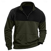 economico Felpe di base-Per uomo Felpa a nido d&#039;ape Maglione Felpa con cerniera a un quarto Nero Verde militare Blu marino Cachi Grigio chiaro Colletto Mao mezza cerniera Color Block Tasche Color Block Ufficio Sportivo