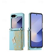 Недорогие Чехлы для Samsung-телефон Кейс для Назначение Z-флип 6 Кейс на заднюю панель со стендом с ремешком Разъем для карты Ретро ТПУ Кожа PU