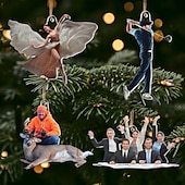 billiga Jul-Anpassade Foto Julprydnader Akryl 2D Anpassad Gåva för Golfspelare Foto Ornament Julgransprydnader Xmas Dekoration Hängande Pendel Gåvor