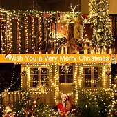 abordables Guirlandes lumineuses à brancher-Guirlande lumineuse de Noël 100 m 1000 LED, guirlande lumineuse en fil de cuir étanche avec télécommande, basse tension, parfaite pour la décoration extérieure et intérieure de Noël