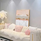 preiswerte Abstrakte Gemälde-handgemachtes handgemaltes abstraktes Ölgemälde mit Gelbgoldfolie, modernes abstraktes Gold- und Rosa-Leinwandgemälde, handgefertigtes abstraktes Wandgemälde, Heimdekoration, Dekor, Leinwandgemälde