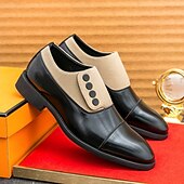 tanie Półformalny-męskie, vintage, formalne buty typu oxford – dwukolorowa sztuczna skóra i zamszowe guziki, idealne na spotkania biznesowe i specjalne okazje