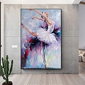billiga Människomålningar-handgjord dansare oljemålning handmålad ballert flicka oljemålning vägg modern abstrakt ballerina abstrakt canvas målning färgglad väggkonst balettmålningar heminredning