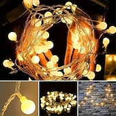 Недорогие Питание от батареек-10м 80 LED светодиодные шары на батарейках наружные струнные огни для вечеринок садов и праздничного декора