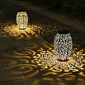 tanie Światła ścieżki i latarnie-Lampy wiszące LED solarne - ścieżka ogrodowa zewnętrzna retro latarnia z kutego żelaza, wodoodporna na balkon, taras, trawnik, dekoracja wewnątrz/na zewnątrz 1 szt.