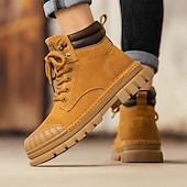 baratos Botas de trabalho-Homens Botas Botas de trabalho Couro Premium Confortável Antiderrapante Com Cadarço Amarelo Cáqui