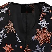 baratos Ternos Estampados-ternos de natal masculinos pretos com estampa de floco de neve, 3 peças, ajuste sob medida, abotoamento simples, um botão, 2024