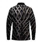 halpa Miesten geometrinen poolo-Miesten 3D-tulostus Poolopaidat Golf poolopaidat Pitkähihainen Poolopaidat Kaulus Business Casual Loma Arkikäyttö Vetoketju 3D-tulostus Kevät Syystalvi Musta Musteensininen Tumma Purppura