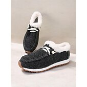 preiswerte Damenhausschuhe und -halbschuhe-Damen Winter-Schlupfschuhe mit Kunstfellfutter – gemütliche und flexible warme Freizeitschuhe für drinnen und draußen