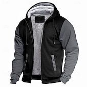 cheap Fleece Sweatshirts-Men&#039;s Zip Hoodie Sweatshirt Fleece Hoodie Thick Hoodies Navy Blue+Light Gray Dark Gray+Black Black Red Navy Blue Hooded Plain Work Sports &amp; Outdoor Casual Streetwear Basic Casual Spring &amp; Fall