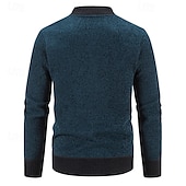 baratos suéter cardigã masculino-Homens Sueter Cardigan Suéter Cortado Suéter com zíper Suéter de malha Estriado Tricotar Padrão Patchwork Bolsos Bloco de cor Colarinho Chinês Moda Clássico Roupa Diária Encontro Roupa Outono