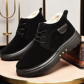 abordables Botas de invierno y nieve-Botines de ante sintético marrón para hombre con forro de felpa cálido y suela antideslizante, ideales para usar al aire libre en invierno.