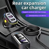 Недорогие Автомобильные зарядные устройства-Автомобильное зарядное устройство 81 Вт, адаптер 6 в 1, задний ряд с зажимами, быстрая зарядка, слот типа C, универсальный, 81 Вт, супербыстрая автомобильная зарядка