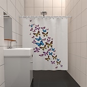 cheap Shower Curtains-Shower Curtain with Hooks 180cm*180cm(70&quot;*70&quot;) Polyester Washable Waterproof Pattern Bathroom Bathtub Decor Vintage Butterfly