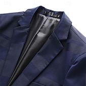 cheap Men's Classic Blazers-Men's Blazer Business Cocktail Party Wedding Party Fashion Casual Spring &amp;  Fall Polyester Jacquard Pocket Buttons Comfortable Single Breasted Blazer Black Burgundy Dark Navy