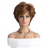 economico parrucca più vecchia-parrucche ispirate a lisa rinna parrucca corta castana a strati pixie parrucche corte per donne bianche parrucche per feste quotidiane cosplay
