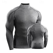 billiga Löpar-T-shirts och linnen-Herr T-shirt för jogging Långärmad T-shirt Ledigt Fritids- Höst Hög hals Andningsfunktion Snabb tork Gymträning Löpning Gång Sportkläder Sportkläder Solid färg Svart Vit Rubinrött