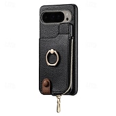 cheap Other Phone Case-Phone Case For Pixel 9 Pro Pixel 9 Pro XL Pixel 8 Pro Pixel 8 Pixel 7 Pixel 7 Pro Pixel 6 Pixel 6 Pro Back Cover with Stand Holder Ring Holder Zipper Retro TPU PU Leather