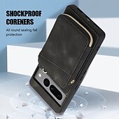 お買い得  その他のスマホケース-電話 ケース 用途 Pixel 7 Pro Pixel 6 Pro バックカバー スタンド付き ジッパ－ ストラップ付き レトロ風 TPU PUレザー