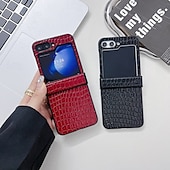 お買い得  サムスン用ケース-電話 ケース 用途 Zフリップ6 Z Flip 5 Z Flip 4 Z Flip 3 バックカバー 耐衝撃 レトロ風 TPU PUレザー