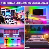 voordelige Neon LED-verlichting-RGB led neon touwlicht, 1,6-16ft USB 5V kleurveranderende stripverlichting met app- en muziekbediening, IP65 waterdicht voor slaapkamer- en feestdecoratie 1 st.