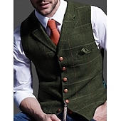 economico Abiti casual-Per uomo Retrò vintage Gilè A spina di pesce Taglio sartoriale Dentellato Monopetto - più bottoni Blu Verde Cachi 2023