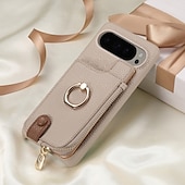 cheap Other Phone Case-Phone Case For Pixel 9 Pro Pixel 9 Pro XL Pixel 8 Pro Pixel 8 Pixel 7 Pixel 7 Pro Pixel 6 Pixel 6 Pro Back Cover with Stand Holder Ring Holder Zipper Retro TPU PU Leather