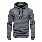 economico felpe con cappuccio da uomo di base-Per uomo Felpa a nido d&#039;ape Maglione Nero Bianco Giallo Grigio chiaro Grigio scuro Con cappuccio Liscio Tasche Ufficio Sportivo Informale Attivo Vintage Fantastico Primavera Autunno Abbigliamento