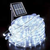 economico Striscie luci ad energia solare-7m-50leds/12m-100leds/22m-200leds lampada solare per esterni natalizia cortile balcone recinzione scala atmosfera festosa stringa di luci decorative