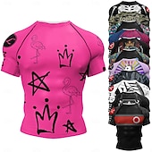 Недорогие Футболки и майки для бега-Муж. Футболка для бега Компрессионная футболка С короткими рукавами Футболка Футболка Повседневные Одежда для спорта и отдыха Осень Графика Быстровысыхающий Дышащий