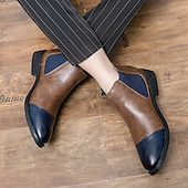 levne Boty Chelsea-pánské dvoubarevné chelsea boots z umělé kůže – stylové nazouvací kotníkové boty s čepicí a elastickými panely pro běžné i formální příležitosti