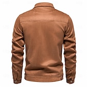 abordables Manteaux &amp; vestes-Homme Veste décontractée Veste en faux suède Veste en daim marron Casual Quotidien Coupe-vent Le style rétro Automne hiver Couleur unie / unie Décontractées Revers Normal Noir Marron Vert Grise Veste