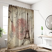 economico Tende doccia-Tenda da doccia con ganci 180cm*180cm (70&quot;*70&quot;) in poliestere lavabile impermeabile modello decorativo per bagno e vasca torre Eiffel vintage
