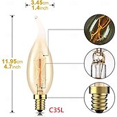 abordables Ampoules incandescentes-Lampe à bougie rétro C35L 40 W E14 Ampoule Edison vintage à intensité variable, lumière à incandescence décorative pour la maison &amp;barre 1/10 pièces