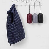 お買い得  ジレ-男性用 ダウンベスト パファーベスト ジレ 日常 デート バケーション ファッション カジュアル 秋冬 ポケット ナイロン ダックダウン 保温 快適 純色 ジッパ－ スタンド レギュラー ブラック バーガンディー ブルー グレー ベスト