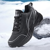 preiswerte Winter- und Schneestiefel-Schwarze Laufschuhe für Herren mit Fellfutter, warme Wintersportschuhe für Outdoor-Sport und Freizeit