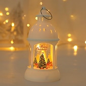 billiga Julbelysning-jul retro slott led levande ljus, batteridriven tomte  &amp; snögubbe lykta festlig inredning för jul, nyår  &amp; träd prydnad